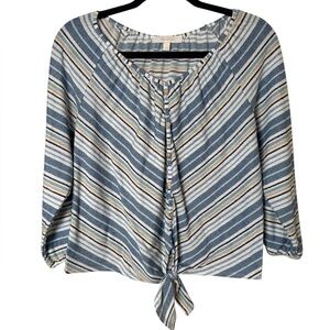** Ivy Ridge Striped Blue and White Women's Top
